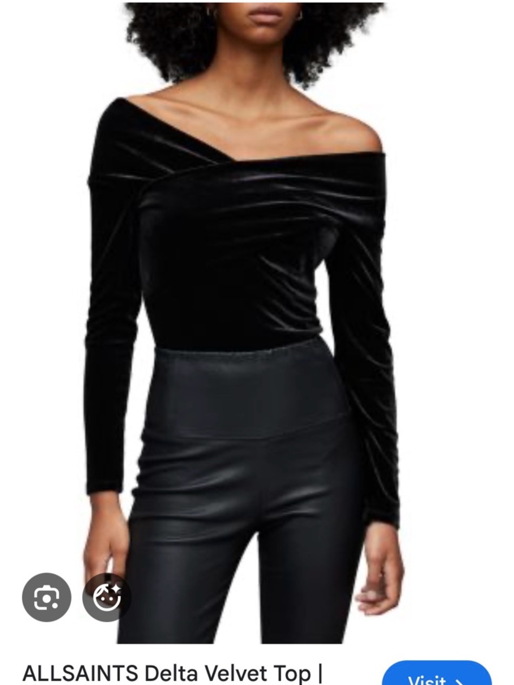 Allsaints delta velvet off the shoulder top size US6